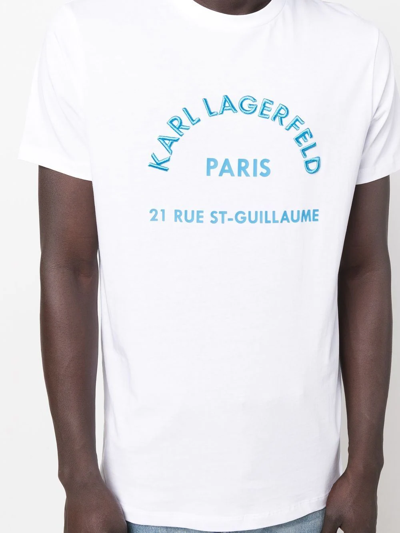 Shop Karl Lagerfeld Logo Crew-neck T-shirt In White
