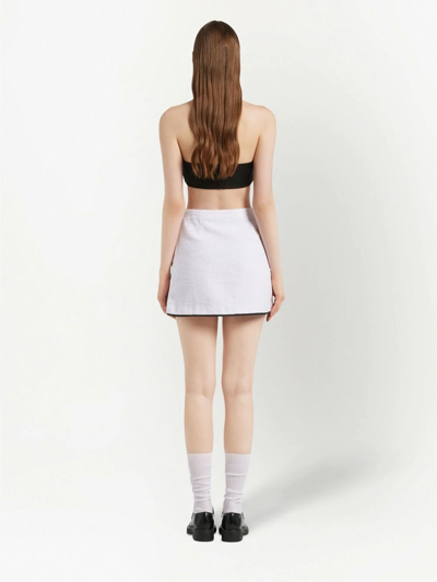 Shop Prada Terrycloth A-line Mini Skirt In White