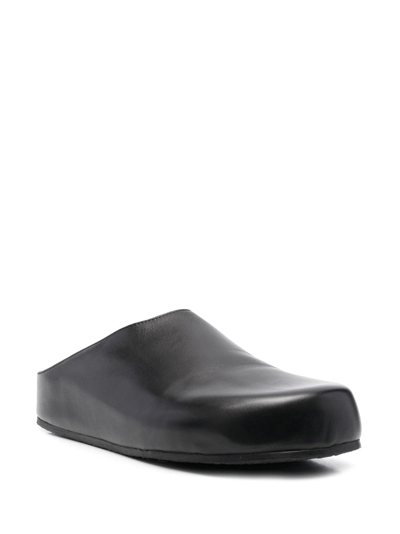 Shop Studio Nicholson Round-toe Leather Slippers In Black
