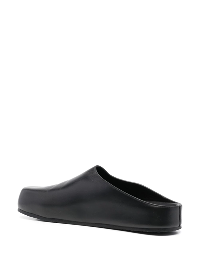 Shop Studio Nicholson Round-toe Leather Slippers In Black