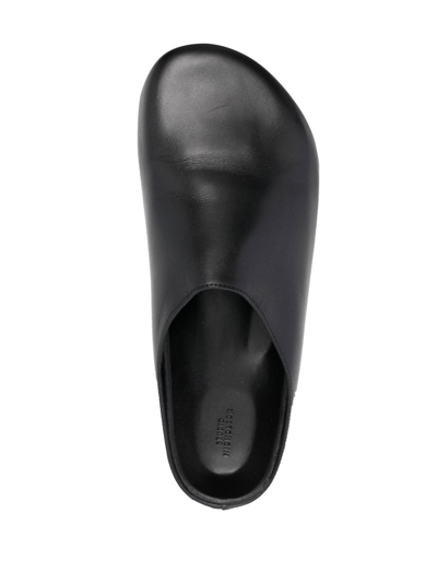 Shop Studio Nicholson Round-toe Leather Slippers In Black