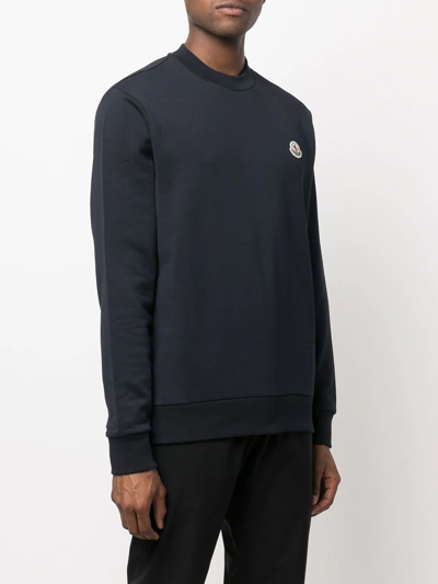 Shop Moncler Logo Patch Sweatshirt In Blue