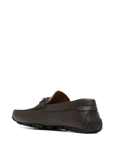 Shop Bally Double B Logo Plaque Loafers In Brown