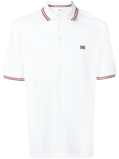 Shop Bally Embroidered Logo Polo Shirt In White