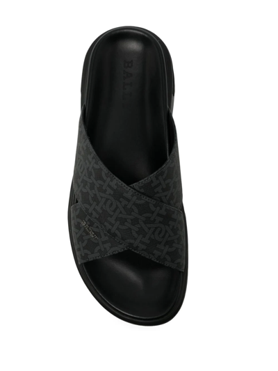 Bally Monogram Crossover Strap Sandals In Black | ModeSens