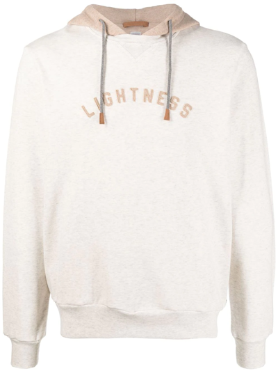 Shop Eleventy Lightness-patch Detail Hoodie In Neutrals