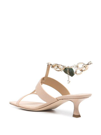 Shop Jimmy Choo Reed 50mm Ankle-chain Sandals In Neutrals