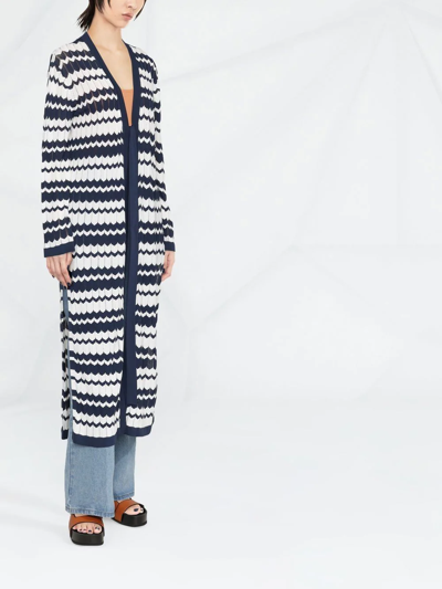 Shop P.a.r.o.s.h Zig-zag Patterned Knit Cardigan In Blue