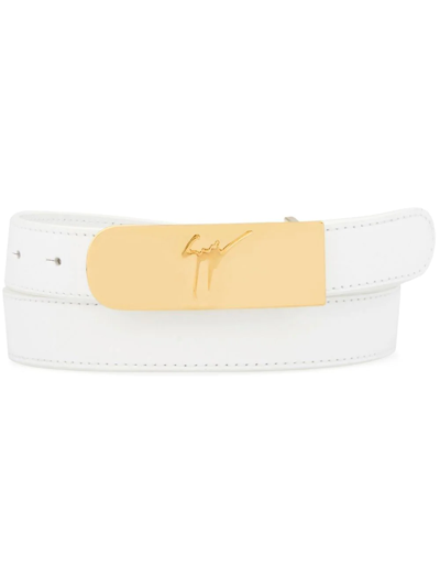 Shop Giuseppe Zanotti Mirna Buckled Leather Belt In White