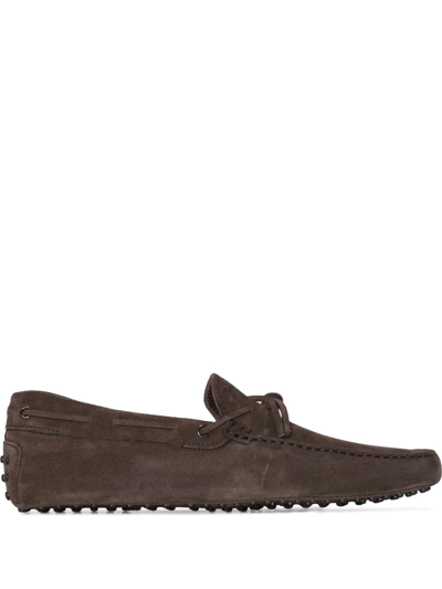 Shop Tod's Gommino Leather Loafers In Brown