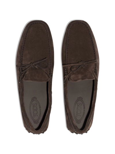 Shop Tod's Gommino Leather Loafers In Brown