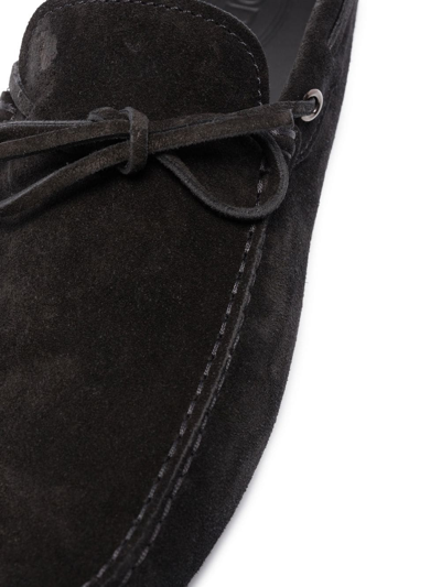 Tod's Black Black Gommini Nubuck Driving Shoes In Black