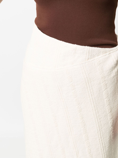 Shop Jil Sander Fringed Wrap-effect Midi Skirt In Neutrals