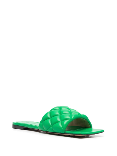 Shop Bottega Veneta Quilted Flat Sandals In Green