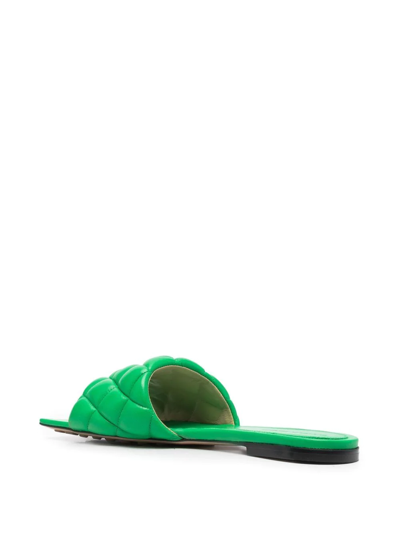 Shop Bottega Veneta Quilted Flat Sandals In Green