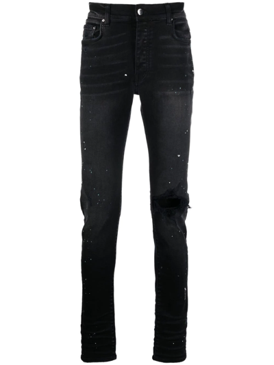 Shop Amiri Mid-rise Skinny Jeans In Black