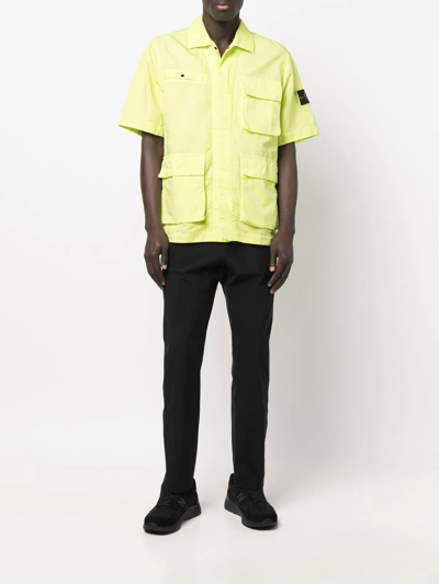 Shop Stone Island Patch-pocket Short-sleeve Shirt In Yellow