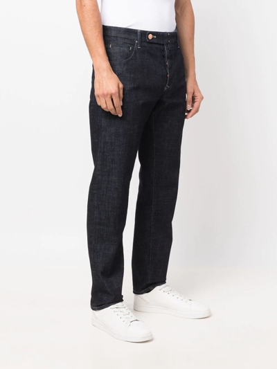Shop Incotex Mid-rise Straight-leg Jeans In Blue
