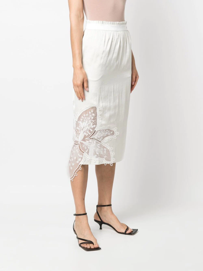 Shop Ac9 Floral-lace Detail Skirt In Neutrals