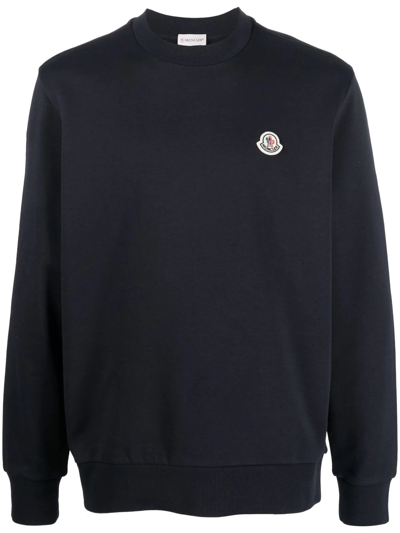 Shop Moncler Logo Patch Sweatshirt In Blue