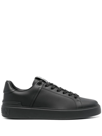 Shop Balmain Logo Low-top Sneakers In Black