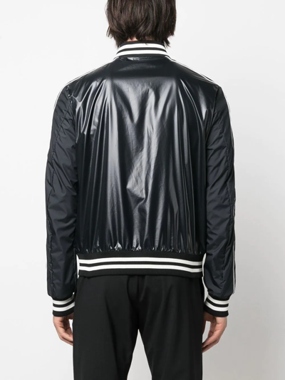 Shop Moncler Contrast-trimmed Bomber Jacket In Black
