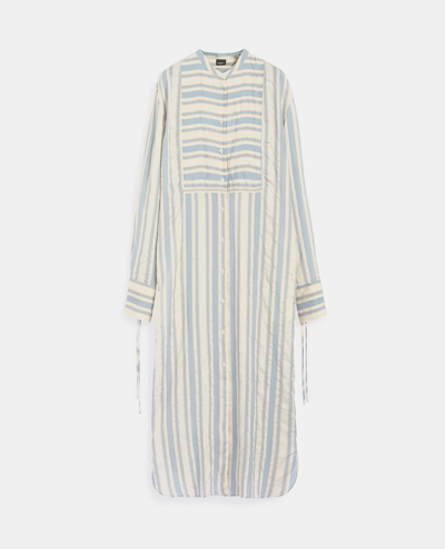 Shop Aspesi Silk Shirt-dress In Light Blue Stripe