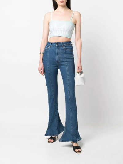 Shop Vision Of Super Flames Printed Cropped Top In Grün