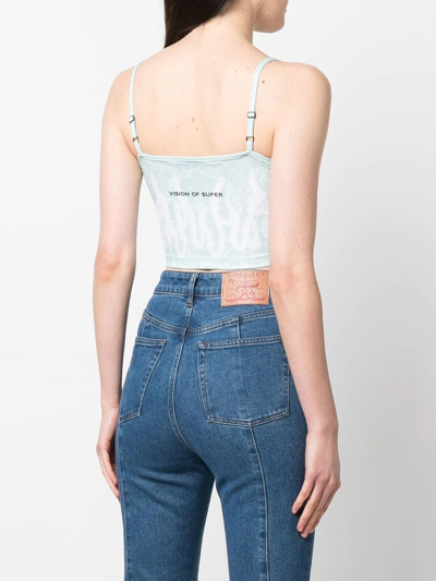 Shop Vision Of Super Flames Printed Cropped Top In Grün