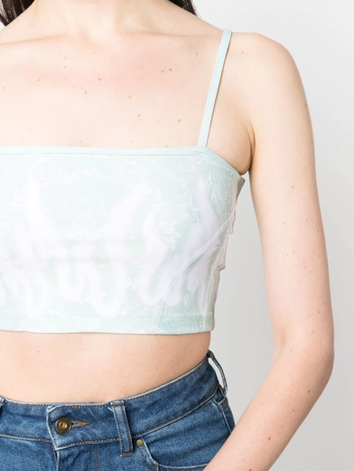 Shop Vision Of Super Flames Printed Cropped Top In Grün