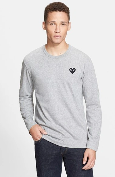 Comme Des Garçons 'play' Long Sleeve Crewneck T-shirt In Grey