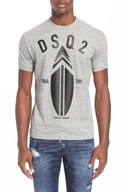 Dsquared2 'logo Surf' Graphic T-shirt In Grey Melange