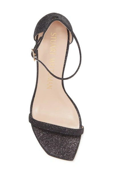 Shop Stuart Weitzman Amelina Glitter Block Heel Sandal In Black