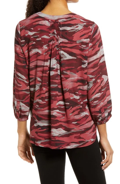 Shop Nydj High/low Crepe Blouse In Woodstock Camo