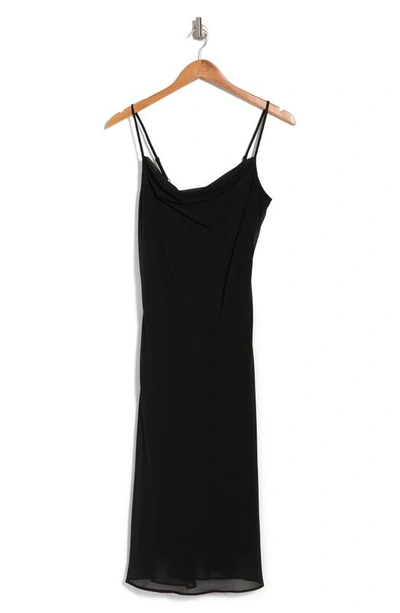 Shop Tash And Sophie Cowl Neck Midi Chiffon Slip Dress In Black