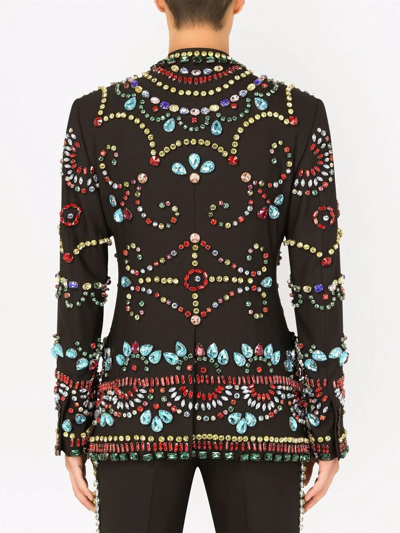 Dolce & Gabbana Gemstone-embellished Double-breasted Blazer In Black