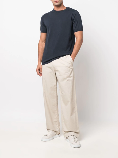 Aspesi Ribbed-knit Crew Neck Sweatshirt In Blue