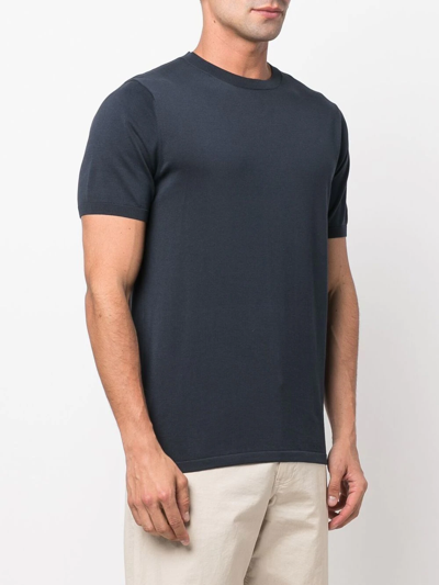 Shop Aspesi Ribbed-knit Crew Neck Sweatshirt In Blue