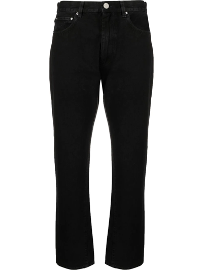Shop Totême Twisted-seam Straight-leg Jeans In Black