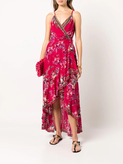 Shop Camilla Floral Draped Maxi Dress In Pink