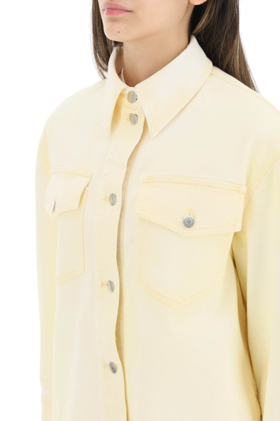 Shop Stella Mccartney Denim Overshirt With Logo In Yellow
