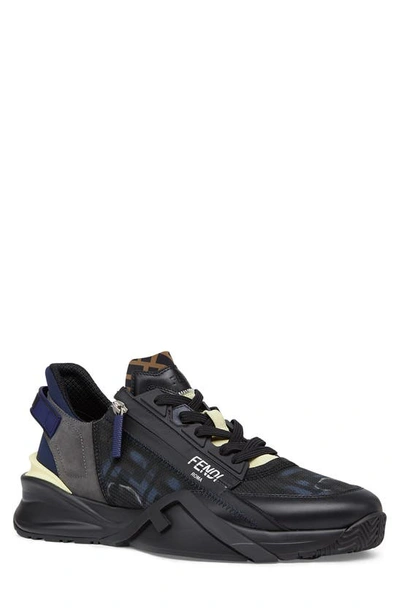 Shop Fendi Ff Flow Running Shoe In Black/ Navy