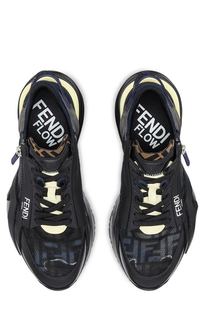 Shop Fendi Ff Flow Running Shoe In Black/ Navy