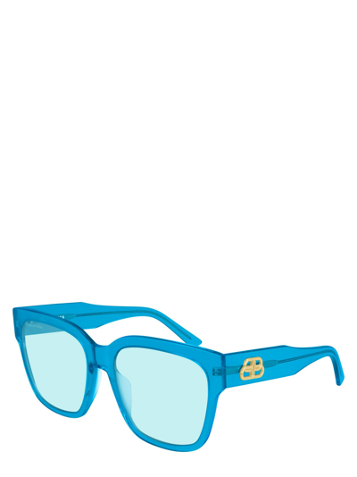 Shop Balenciaga Bb0056s Transparent Blue Sunglasses