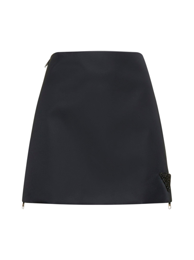 Shop Prada Embellished Logo Mini Skirt