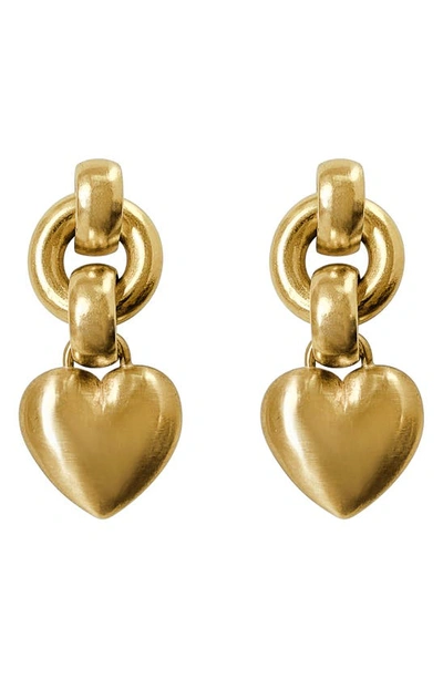 Shop Laura Lombardi Amorina Heart Drop Earrings In 14kt Gold Plated