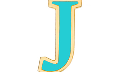 Gabi Rielle Vacay Dreamy Collection 14k Gold Plated Sterling Silver Turquoise French Enamel Initial Necklace In Gold- J