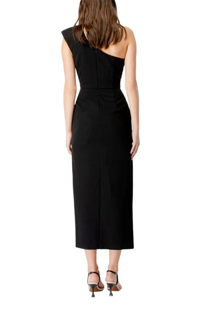 Shop Bardot Aveline One-shoulder Cutout Midi Cocktail Dress In Black