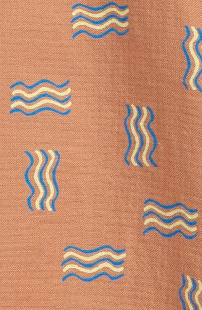 Open Edit Kids' Fun Short Sleeve Organic Cotton Camp Shirt In Tan Wavy Signals