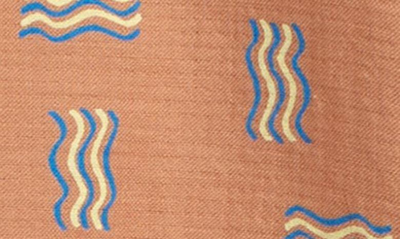 Open Edit Kids' Fun Short Sleeve Organic Cotton Camp Shirt In Tan Wavy Signals